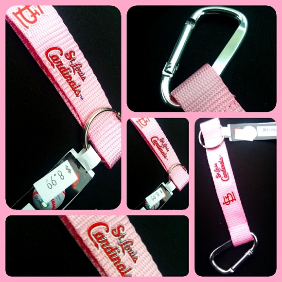 Brand New Pink St Louis Cardinals Baseball Keychain with Clip - Picture 1 of 2